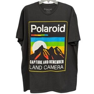Polaroid XL Black Retro Land Camera Graphic Tee T-Shirt